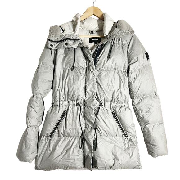 Mackage Freya Gray Hooded Down Puffer Jacket Coat Size Small - Picture 1 of 15